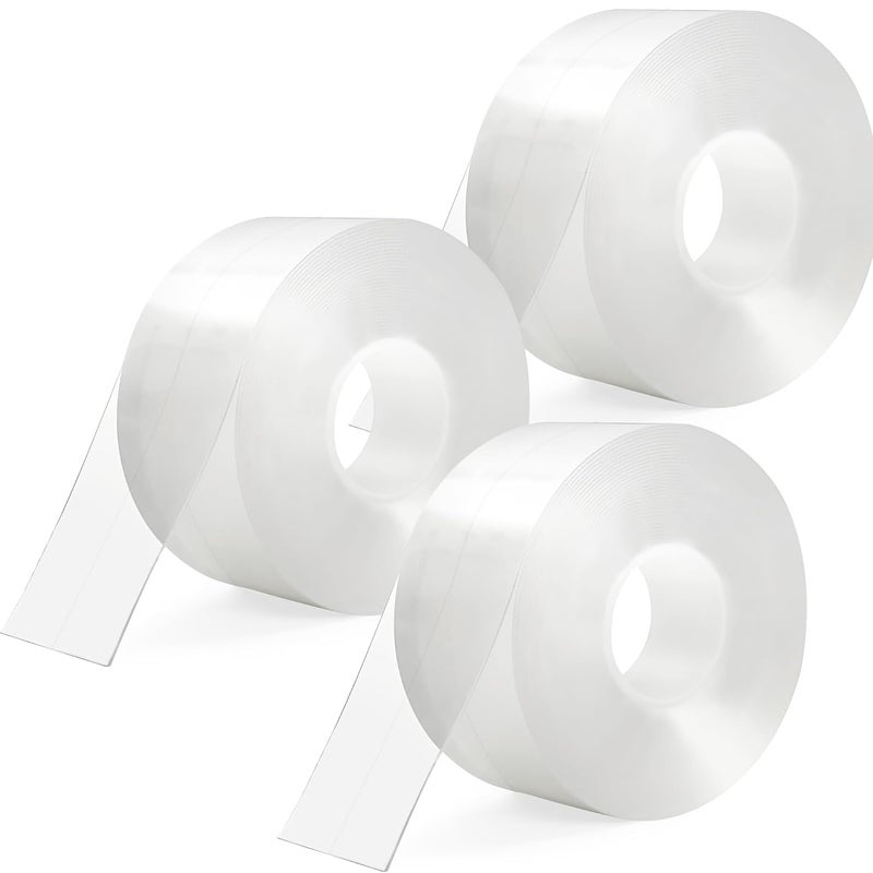BHUCUTU 3 Rolls 1.5 Inch Caulk Tape Self Adhesive Toilet Caulking Strip Bathroom Sealing Caulk Strip Peel and Stick Bathtub Caulking Tape, 10.5 Feet Each Roll (Clear) - Image 1